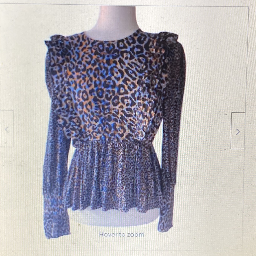 Anthropologie Blank London Moira Peplum Blouse Long Sleeves Leopard Print - Picture 8 of 8